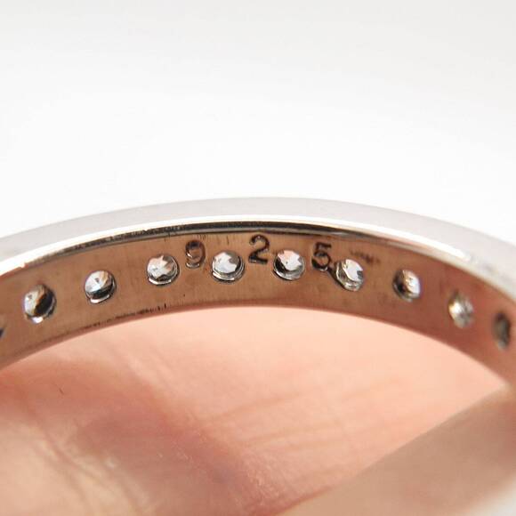 925 Sterling Silver Pave C Z All Around Eternity Band Ring Size 5 - Picture 6 of 7